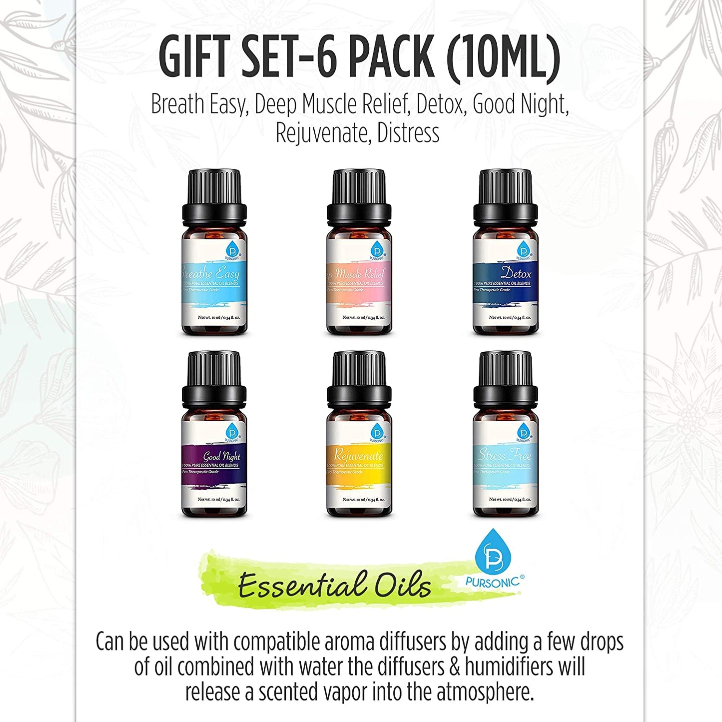6-Pack Pure Essential Aromatherapy Oil Blends