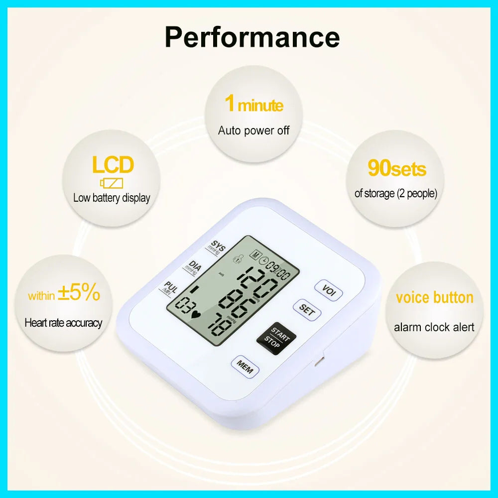 Arm Blood Pressure Monitor with Heart Rate Pulse Meter