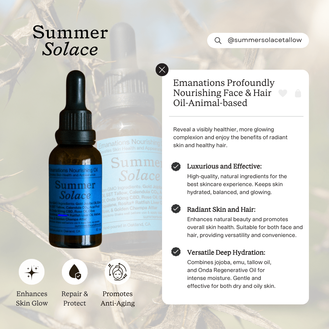 Emanations Profound Face Oil Tallow Emu Deep Nourishing
