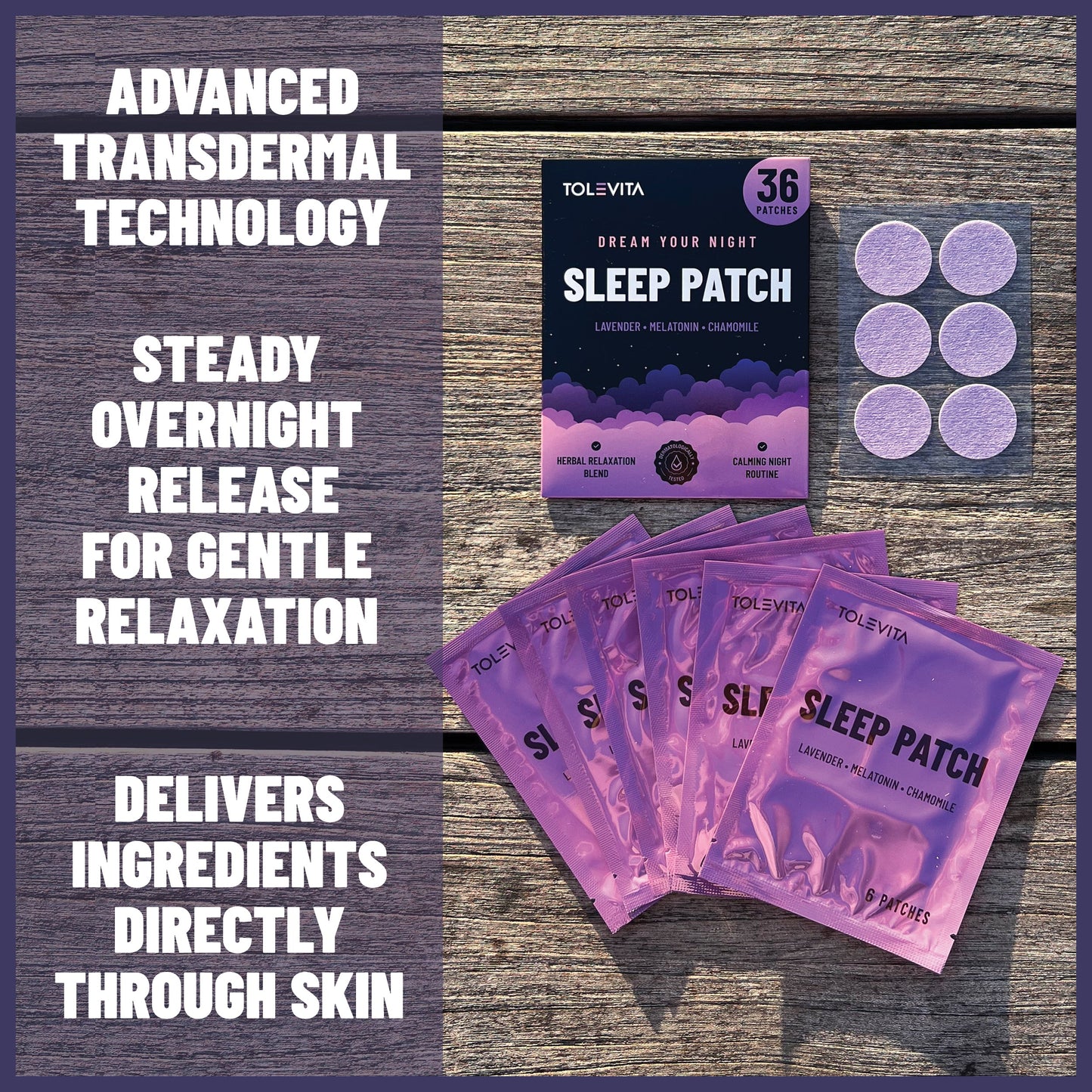 Natural Sleep Aid Patches with Melatonin Lavender GABA 36pcs